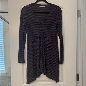 CAbi Long Sleeve V-Neck Striped Tunic - Purple and Black